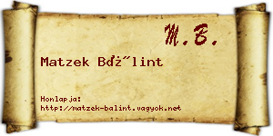 Matzek Bálint névjegykártya